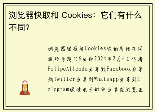 浏览器快取和 Cookies：它们有什么不同？